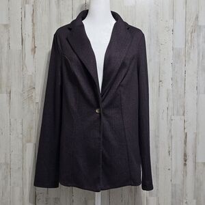 Piphany Dark Plum Herringbone Single Button Knit Blazer Size Large